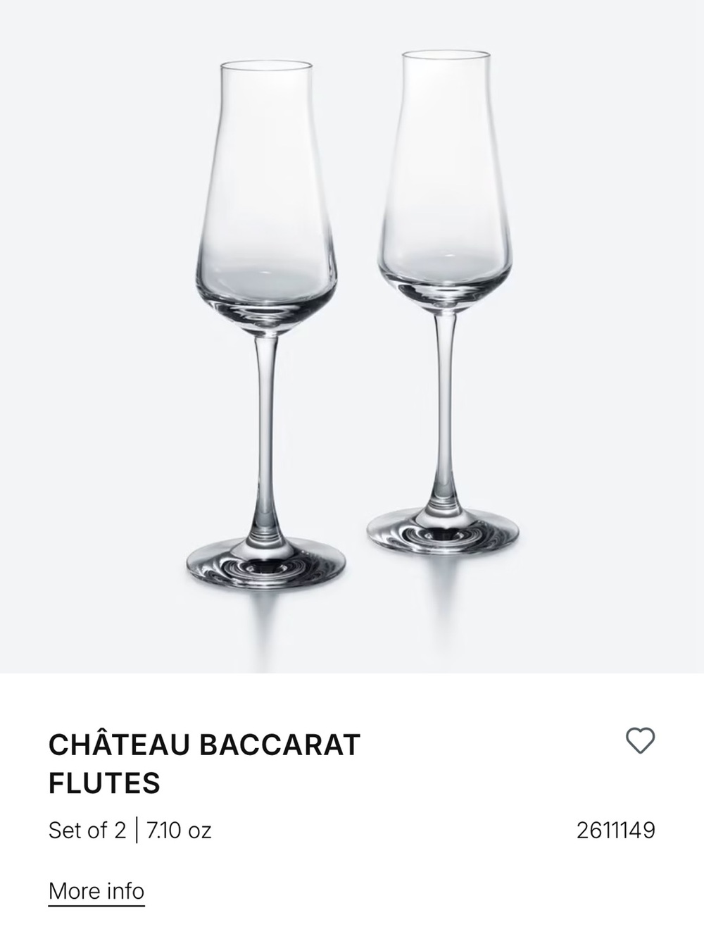 CHÂTEAU BACCARAT FLUTES

Set of 2 | 7.10 oz
